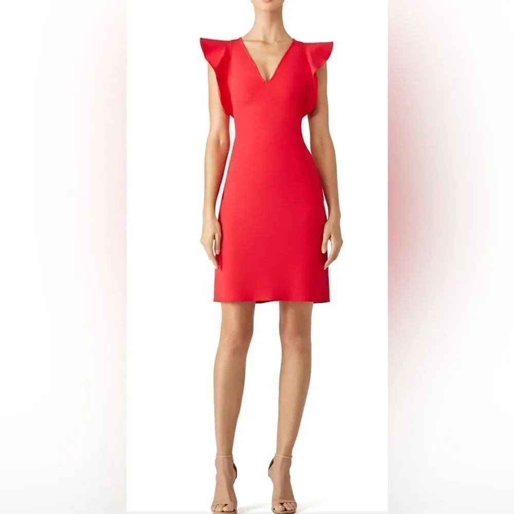 Yoana Baraschi Red True Love Ruffle Dress Size 2